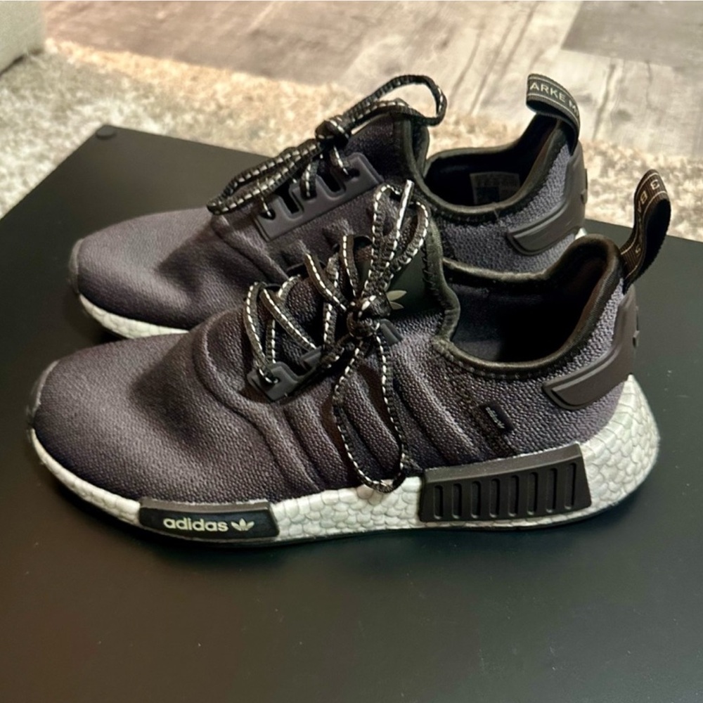 EUC Adidas NMD_R1 RARE Running Shoes Sneakers Women’s 8 Darkish Grey Black Brown